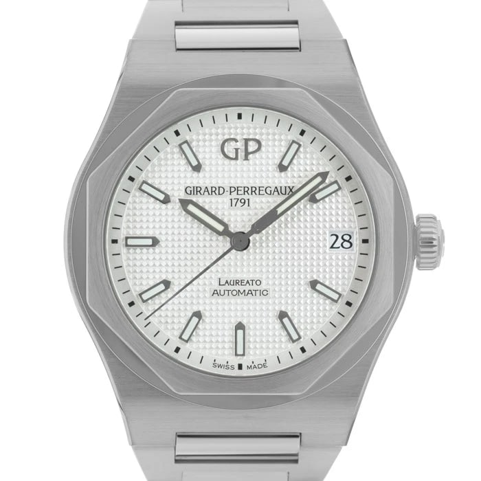 GIRARD PERREGAUX STAINLESS STEEL WATCH: Girard Perregaux Stainless Steel Watch Brand: GIRARD PERREGAUX Type/Style: Wristwatch Material: Band Material Stainless Steel, Case Material Stainless Steel Color: Band Color Silver, Dial Color