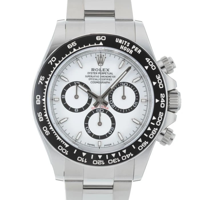 ROLEX COSMOGRAPH WHITE STAINLESS STEEL WATCH: ROLEX Cosmograph White Stainless Steel Watch Brand: ROLEX Type/Style: Wristwatch Material: Band Material Stainless Steel, Case Material Stainless Steel Color: Band Color Silver, Dial Color White, Case