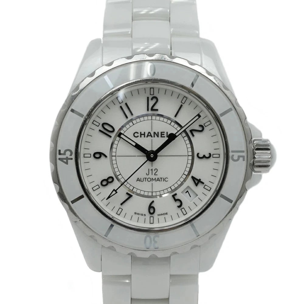 CHANEL J12 WRIST WATCH MEN AUTOMATIC WHITE WATCH: CHANEL J12 Wrist watch Men Automatic White Watch Brand: CHANEL Type/Style: Wristwatch Material: Ceramic, stainless steel Color: Dial Color White Size: Case (excluding crown): W38mm Accessories: No