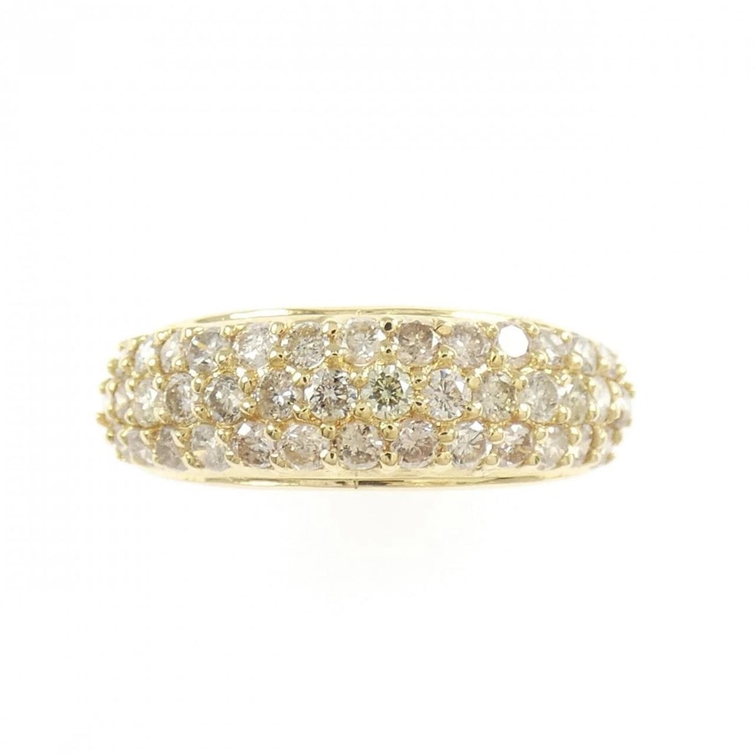K18YG PAVE DIAMOND RING: K18YG Pave Diamond Ring Brand: Unbranded Type/Style: Diamond Ring Material: 18K Yellow Gold, Main Stone Natural Color: Yellow Gold Size: US 5 1/4 Accessories: None Accessories Notice: When purchasing