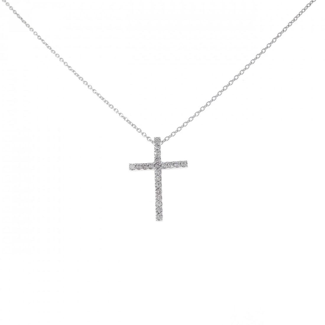 K18WG CROSS DIAMOND NECKLACE: K18WG Cross Diamond Necklace Brand: Unbranded Type/Style: Diamond Necklace Material: K18WG, Color: White Gold Size: Actual Size Pendant length approx. x width approx.: 18.1mmx12.3mm Chain maximum