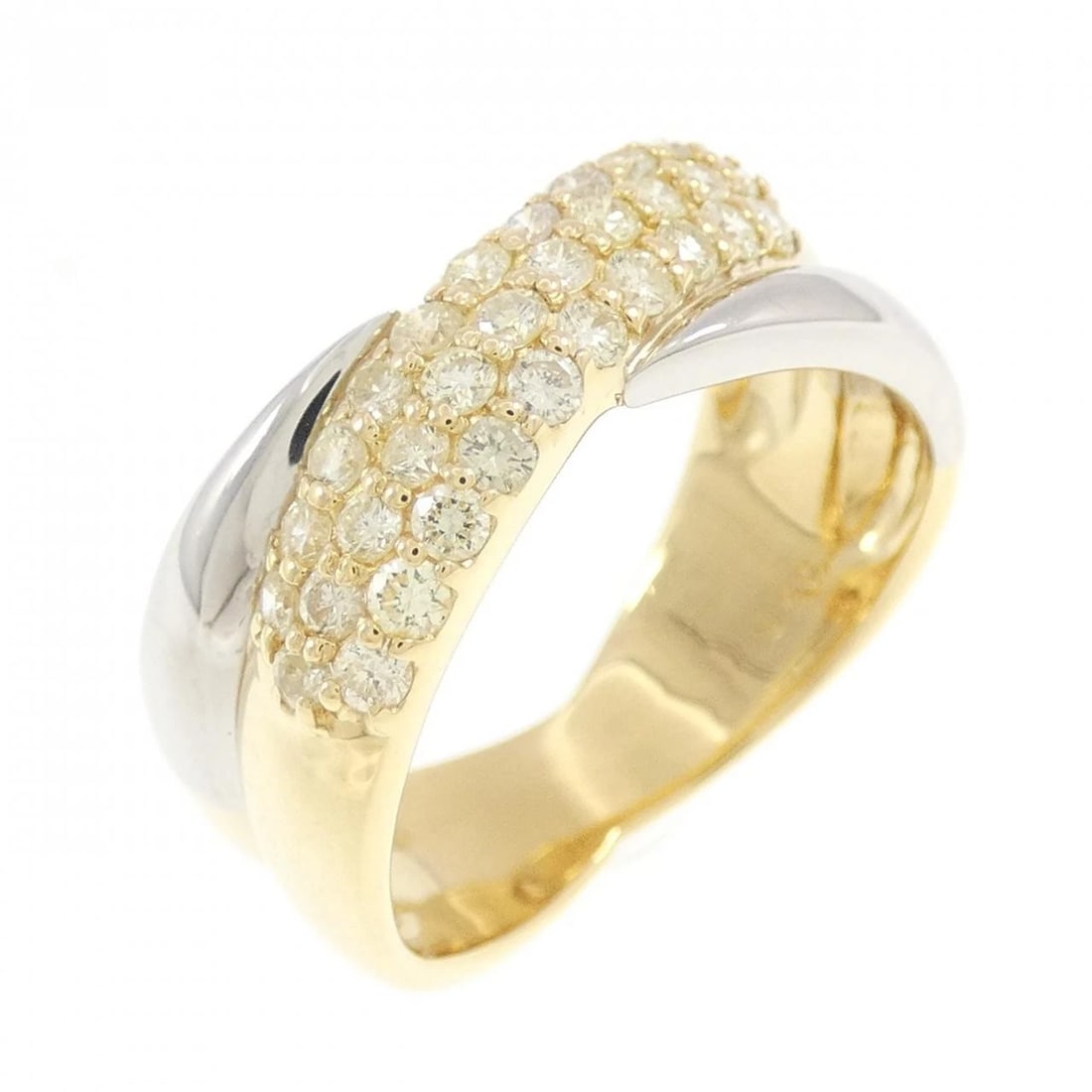 K18YG/PT900 PAVE DIAMOND RING (1 of 3)