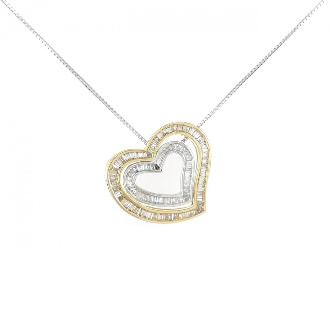K18YG/K18WG HEART DIAMOND NECKLACE: K18YG/K18WG Heart Diamond Necklace Brand: Unbranded Type/Style: Diamond Necklace Material: K18YG/K18WG, Color: YG,WG Size: 46CM Actual Size Pendant length approx. x width approx.: 19.5mmx20.8mm Chain