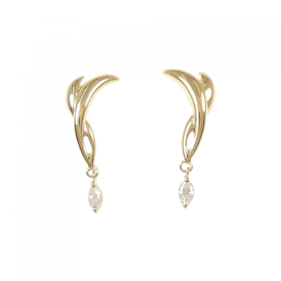 K18YG DIAMOND PIERCE: K18YG Diamond Pierce Brand: Unbranded Type/Style: Diamond Pierce/Earring Material: K18YG, Main Stone NATURAL Color: YELLOW GOLD Size: Actual Size Approx. height x width: 20.4mm x 9.2mm Accessories: