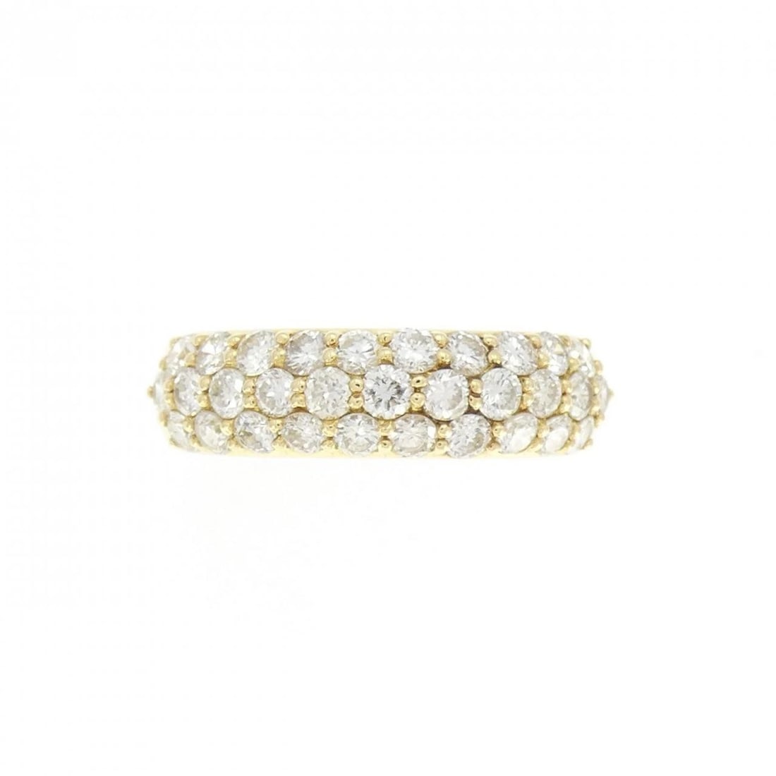 K18YG PAVE DIAMOND RING: K18YG Pave Diamond Ring Brand: Unbranded Type/Style: Diamond Ring Material: K18 yellow gold, Main Stone Natural Color: Yellow Gold Size: US 5 1/2 Accessories: None Accessories Notice: When purchasing