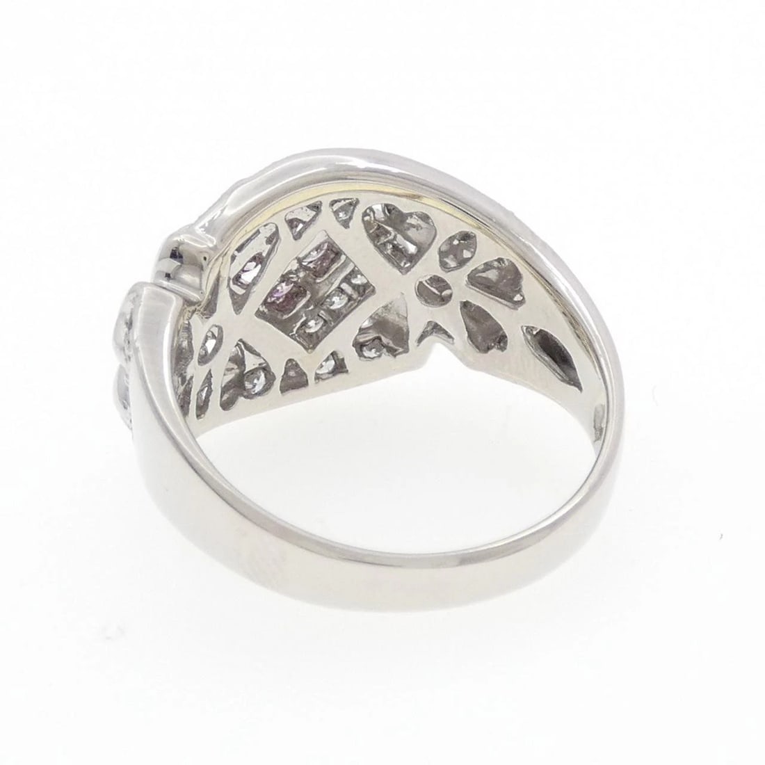 PT900 FLOWER PINK DIAMOND RING - 3