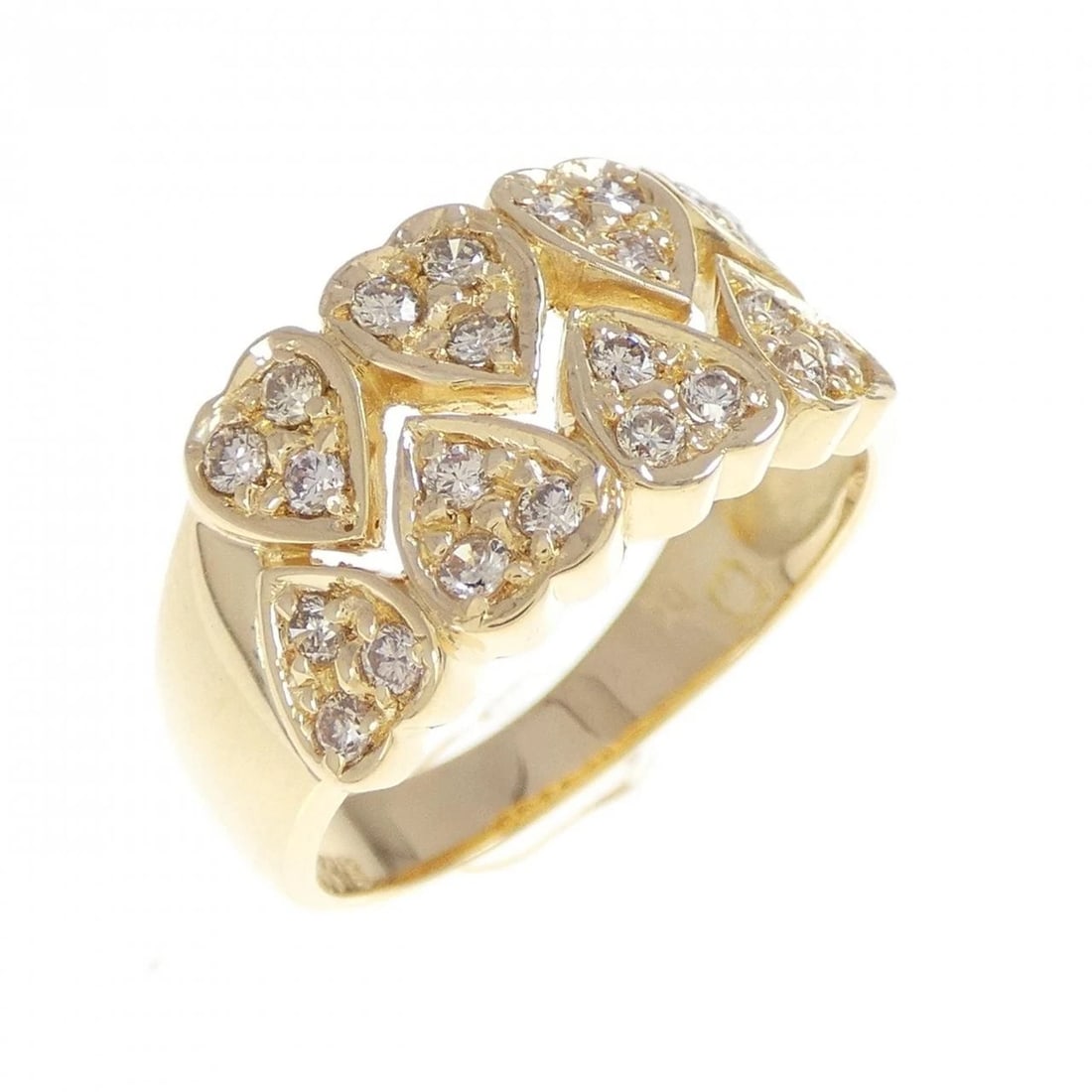 K18YG HEART DIAMOND RING: K18YG Heart Diamond Ring Brand: Unbranded Type/Style: Diamond Ring Material: 18K Yellow Gold, Main Stone Natural Color: Yellow Gold Size: US 6 1/4 Accessories: None Accessories Notice: When