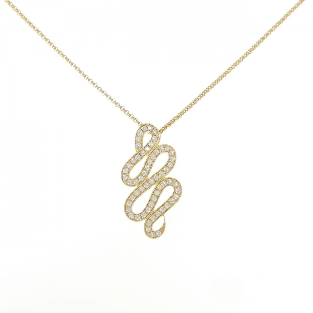 K18YG DIAMOND NECKLACE: K18YG Diamond Necklace Brand: Unbranded Type/Style: Diamond Necklace Material: K18YG, Main Stone Natural Color: Yellow gold Size: Actual Size Pendant length approx. x width approx.: 27.5mmx14.2mm