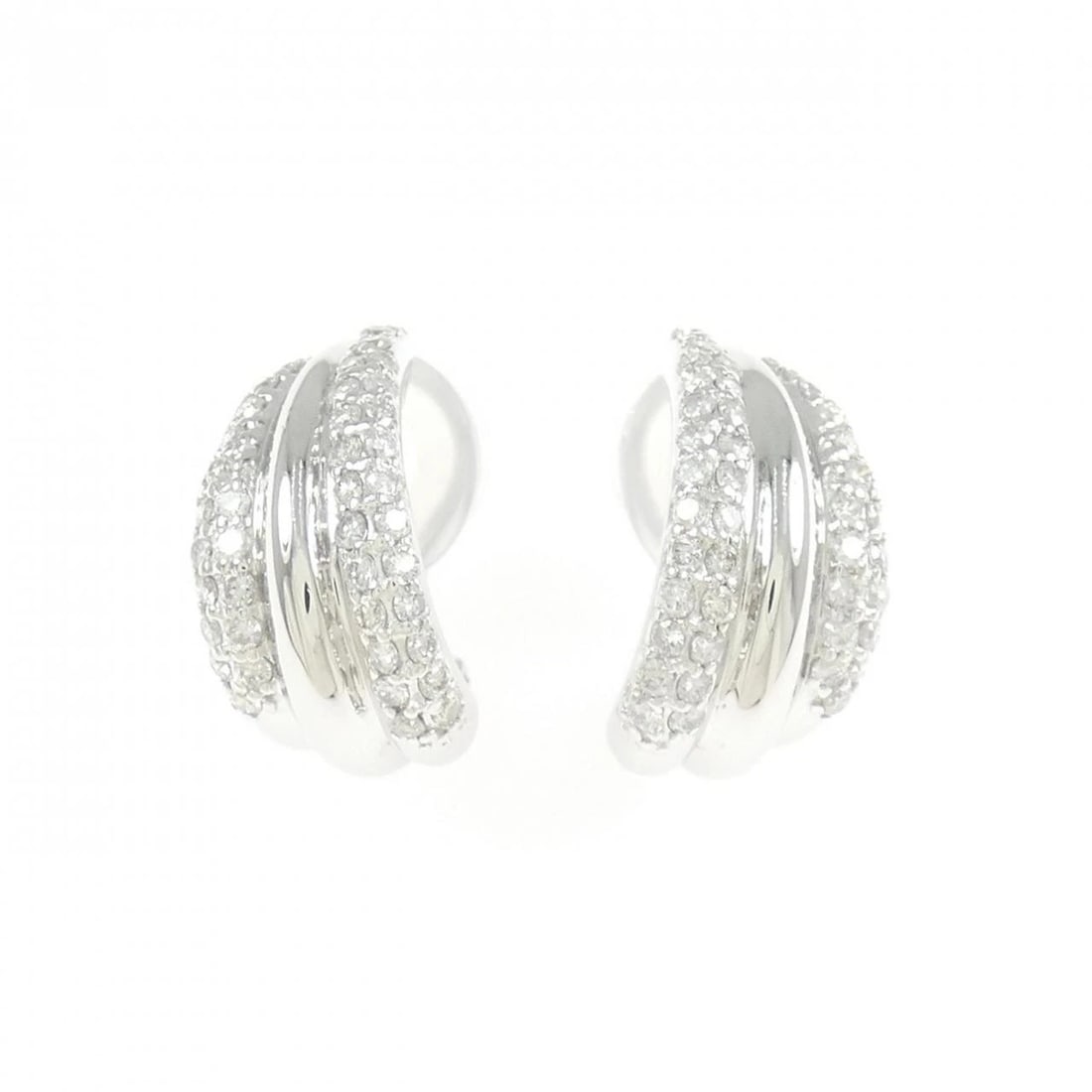 K18WG DIAMOND PIERCE/EARRING: K18WG Diamond Pierce/Earring Brand: Unbranded Type/Style: Diamond Pierce/Earring Material: K18WG, Color: White gold Size: Actual Size Approx. height x width: 16.2mm x 8.7mm Accessories: None