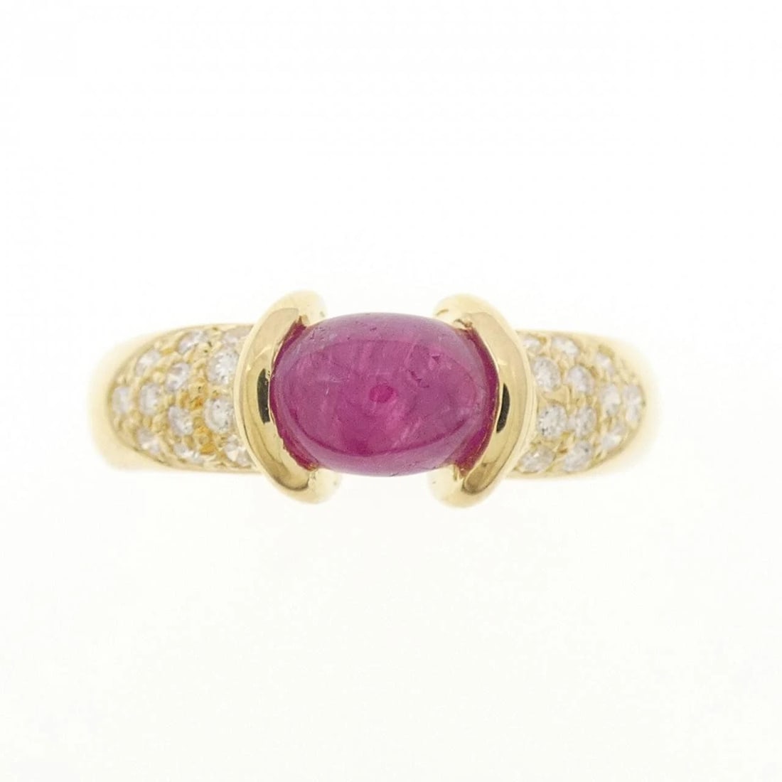 K18YG RUBY RING: K18YG Ruby Ring Brand: Unbranded Type/Style: Ruby Ring Material: K18YG, Main Stone RubySecondary Stone Diamond Color: Yellow Gold Size: US 5 Accessories: None Accessories Notice: When purchasing