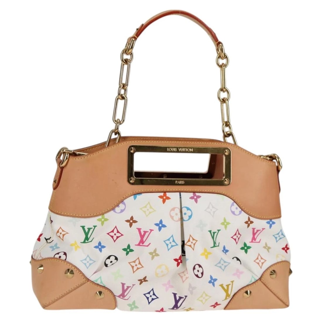 LOUIS VUITTON MULTICOLOR JUDY MM HAND BAG 2WAY WHITE: LOUIS VUITTON Multicolor Judy MM Hand Bag 2Way White Brand: LOUIS VUITTON Type/Style: Hand Bag Material: Monogram Multicolor Canvas Color: White Size: Size(Inch) W14.2 x H9.4 x D3.5inch(Approx) Ac