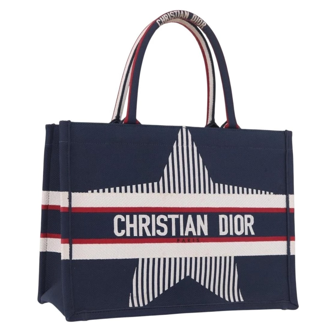 CHRISTIAN DIOR ALPS STAR BOOK TOTE MM TOTE BAG CANVAS NAVY: Christian Dior Alps Star Book Tote MM Tote Bag Canvas Navy Brand: Christian Dior Type/Style: Tote Bag Material: Canvas Color: Navy Size: Size(Inch)W14.2 x H10.6 x D5.9inch(Approx) Handle Drop:6.3inch(