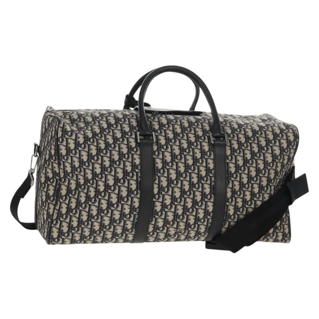 CHRISTIAN DIOR TROTTER CANVAS JACQUARD LANGO 50 BAG NAVY SILVER: Christian Dior Trotter Canvas Jacquard Lango 50 Bag Navy Silver Brand: Christian Dior Type/Style: Boston Bag Material: Trotter Canvas Color: Navy/Silver Size: Size(Inch)W19.3 x H9.8 x D8.7inch(Approx)