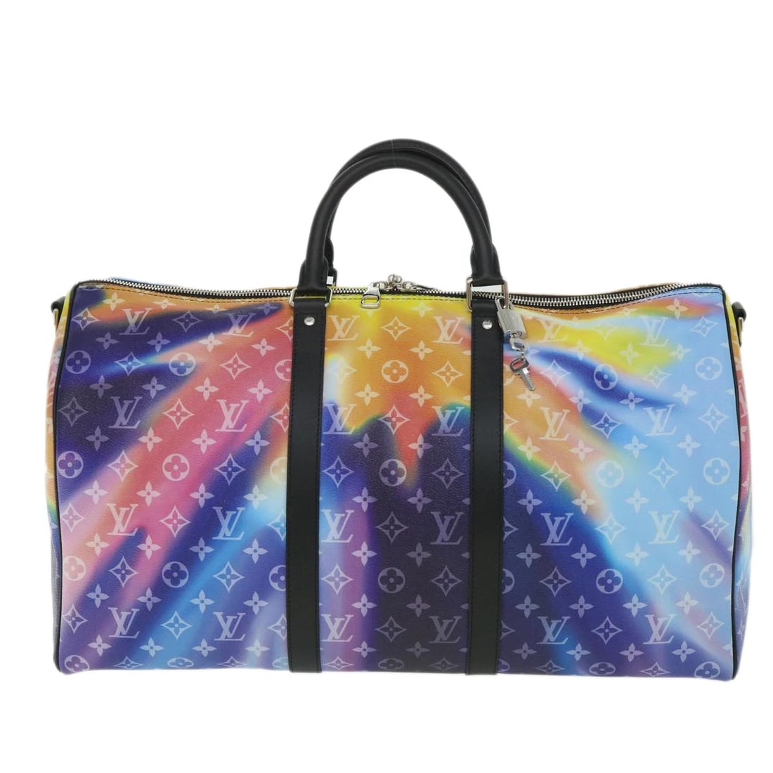 LOUIS VUITTON MONOGRAM SUNSET KEEPALL BANDOULIERE 50 BAG: LOUIS VUITTON Monogram Sunset Keepall Bandouliere 50 Bag Brand: LOUIS VUITTON Type/Style: Boston Bag Material: Monogram Canvas Color: Multicolor Size: Size(Inch)W19.7 x H9.8 x D8.7inch(Approx) Acc