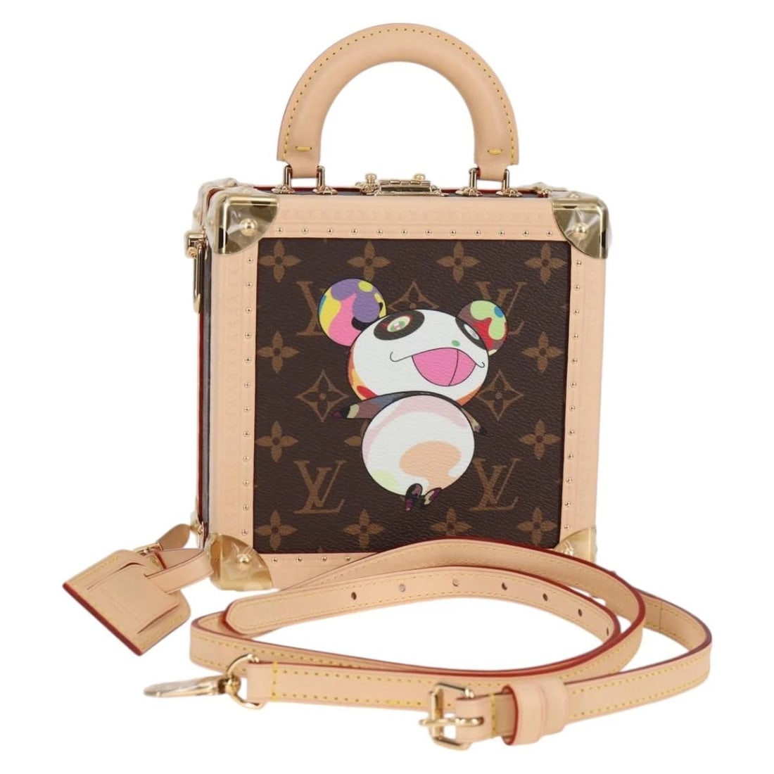 LOUIS VUITTON MONOGRAM PANDA ? TM MINI SQUARE TRUNK BAG: LOUIS VUITTON Monogram Panda ? TM Mini Square Trunk Bag Brand: LOUIS VUITTON Type/Style: Hand Bag Material: Monogram Canvas Color: Monogram Size: Size(Inch) W6.7 x H6.7 x D3.1inch(Approx) Accessor