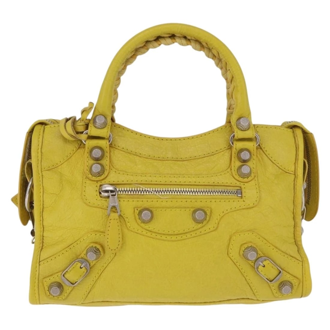 BALENCIAGA GIANT MINI CITY HAND BAG LEATHER 2WAY YELLOW (1 of 5)