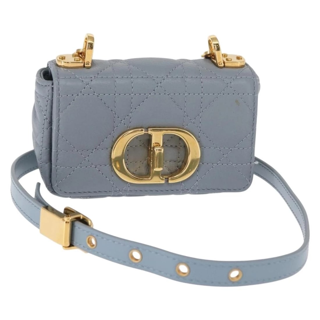 CHRISTIAN DIOR CANAGE CHAIN CARO BAG LEATHER BLUE GOLD: Christian Dior Canage Chain Caro Bag Leather Blue Gold Brand: Christian Dior Type/Style: Shoulder Bag Material: Leather Color: Blue,Gold Size: Size(Inch)W4.7 x H2.8 x D2.0inch(Approx) Accessories: