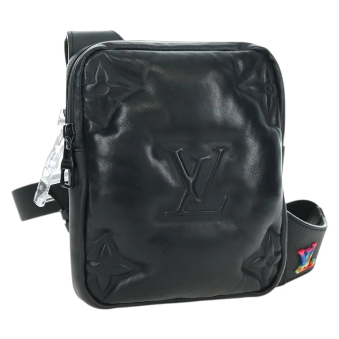 LOUIS VUITTON ASYMMETRIC SLING BAG LAMB SKIN BLACK: LOUIS VUITTON Asymmetric Sling Bag Lamb Skin Black Brand: LOUIS VUITTON Type/Style: Body Bag Material: Lamb Skin Color: Black Size: Size(Inch)W5.9 x H7.1 x D1.2inch(Approx) Accessories: None <