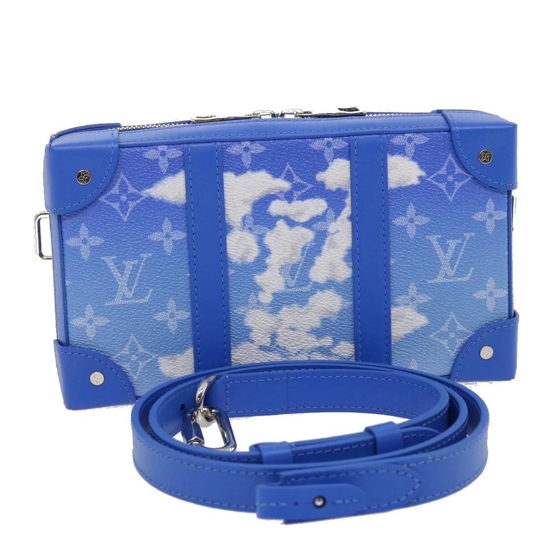 LOUIS VUITTON MONOGRAM CLOUDS SOFT TRUNK WALLET SHOULDER BAG: LOUIS VUITTON Monogram Clouds Soft Trunk Wallet Shoulder Bag Brand: LOUIS VUITTON Type/Style: Shoulder Bag Material: Monogram Canvas Color: Blue Size: Size(Inch)W9.1 x H5.1 x D2.0inch(Approx) Acce