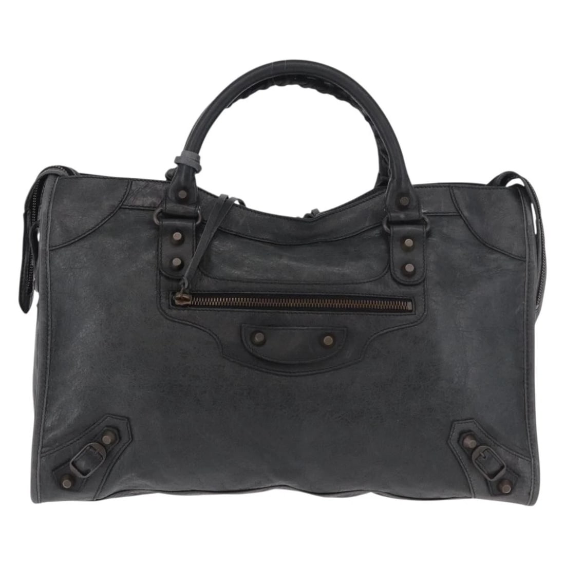 BALENCIAGA THE CITY HAND BAG LEATHER 2WAY BLACK: BALENCIAGA The City Hand Bag Leather 2way Black Brand: BALENCIAGA Type/Style: Hand Bag Material: Leather Color: Black Size: Size(Inch) W13.8 x H9.4 x D4.7inch(Approx) Handle Drop:4.7inch(Approx) A