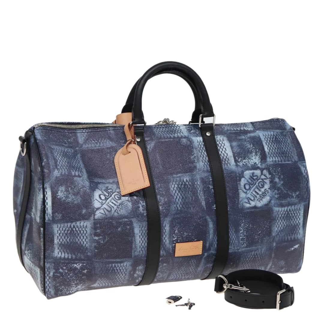 LOUIS VUITTON DAMIER SALT KEEPALL BANDOULIERE 50 BAG BLUE: LOUIS VUITTON Damier Salt Keepall Bandouliere 50 Bag Blue Brand: LOUIS VUITTON Type/Style: Boston Bag Material: Damier Cobatt Canvas Color: Blue Size: Size(Inch)W19.7 x H9.8 x D8.7inch(Approx) Acc