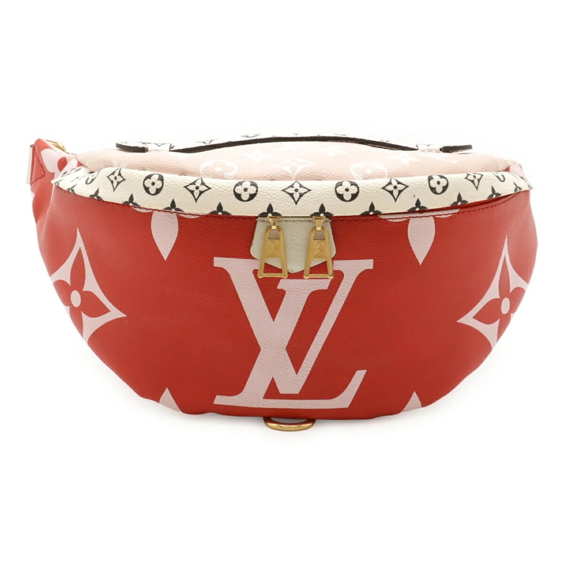 LOUIS VUITTON MONOGRAM GIANT BUM BAG: LOUIS VUITTON Monogram Giant Bum Bag Brand: Louis Vuitton Type/Style: Fanny pack Material: PVC , Coated canvas , Leather Color: Pink, Red color, Rouge, White Size: (HxWxD) 19cm x 33cm x 11cm / 7.48''