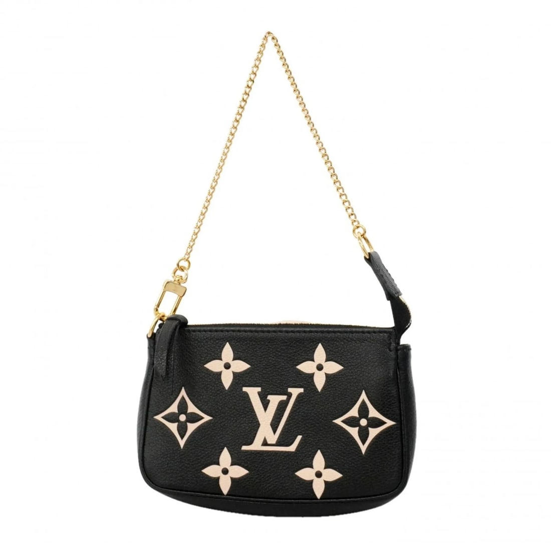LOUIS VUITTON MONOGRAM EMPREINTE MINI POCHETTE ACCESSOIRES: Louis Vuitton Monogram Empreinte Mini Pochette Accessoires Brand: Louis Vuitton Type/Style: Pouch Material: None Color: Cream, Noir Size: (HxWxD) 9.5cm x 14.5cm x 3cm / 3.74'' x 5.7'' x 1.18''