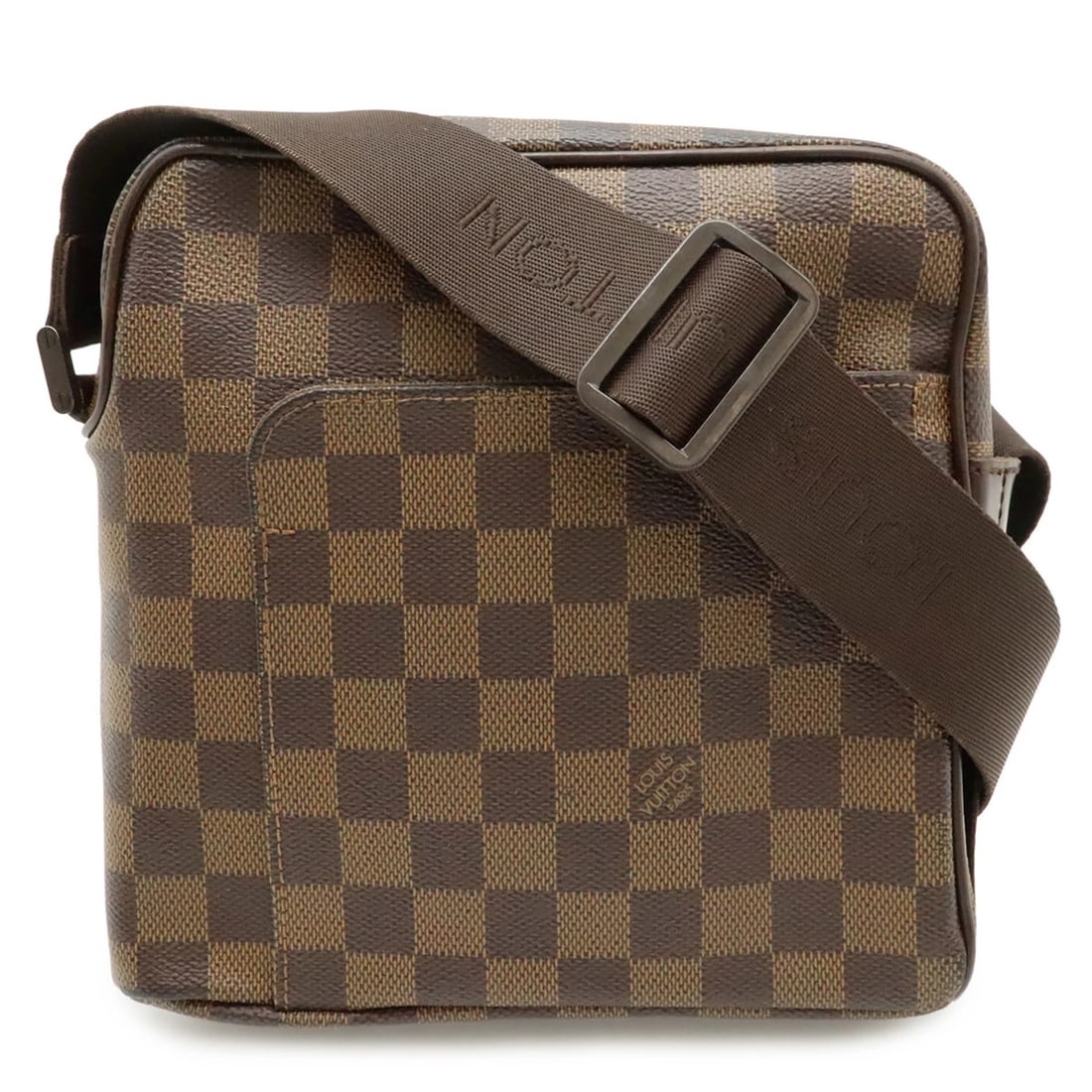 LOUIS VUITTON DAMIER OLAF PM SHOULDER BAG: LOUIS VUITTON Damier Olaf PM Shoulder Bag Brand: Louis Vuitton Type/Style: Pochette, Shoulder bag Material: PVC Color: Brown Size: (HxWxD) 19.5cm x 19.5cm x 8.5cm / 7.67'' x 7.67'' x 3.34'' Access