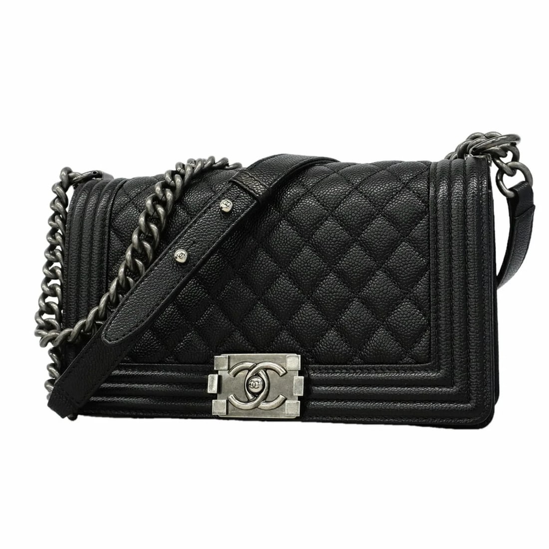 CHANEL BOY CHAIN SHOULDER BAG CAVIARSKINLEATHER (1 of 4)