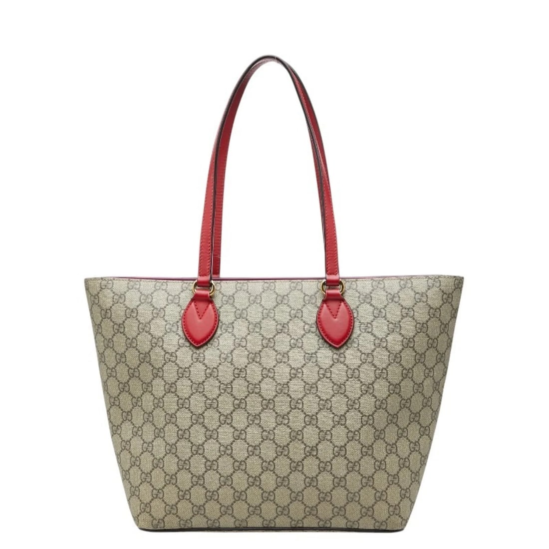 GUCCI GG SUPREME TOTE BAG: Gucci GG Supreme Tote Bag Brand: Gucci Type/Style: Tote bag Material: PVC , Leather Color: Beige, Pink, Red color Size: (HxWxD) 26.5cm x 29cm x 11.5cm / 10.43'' x 11.41'' x 4.52'' Accessories: Non