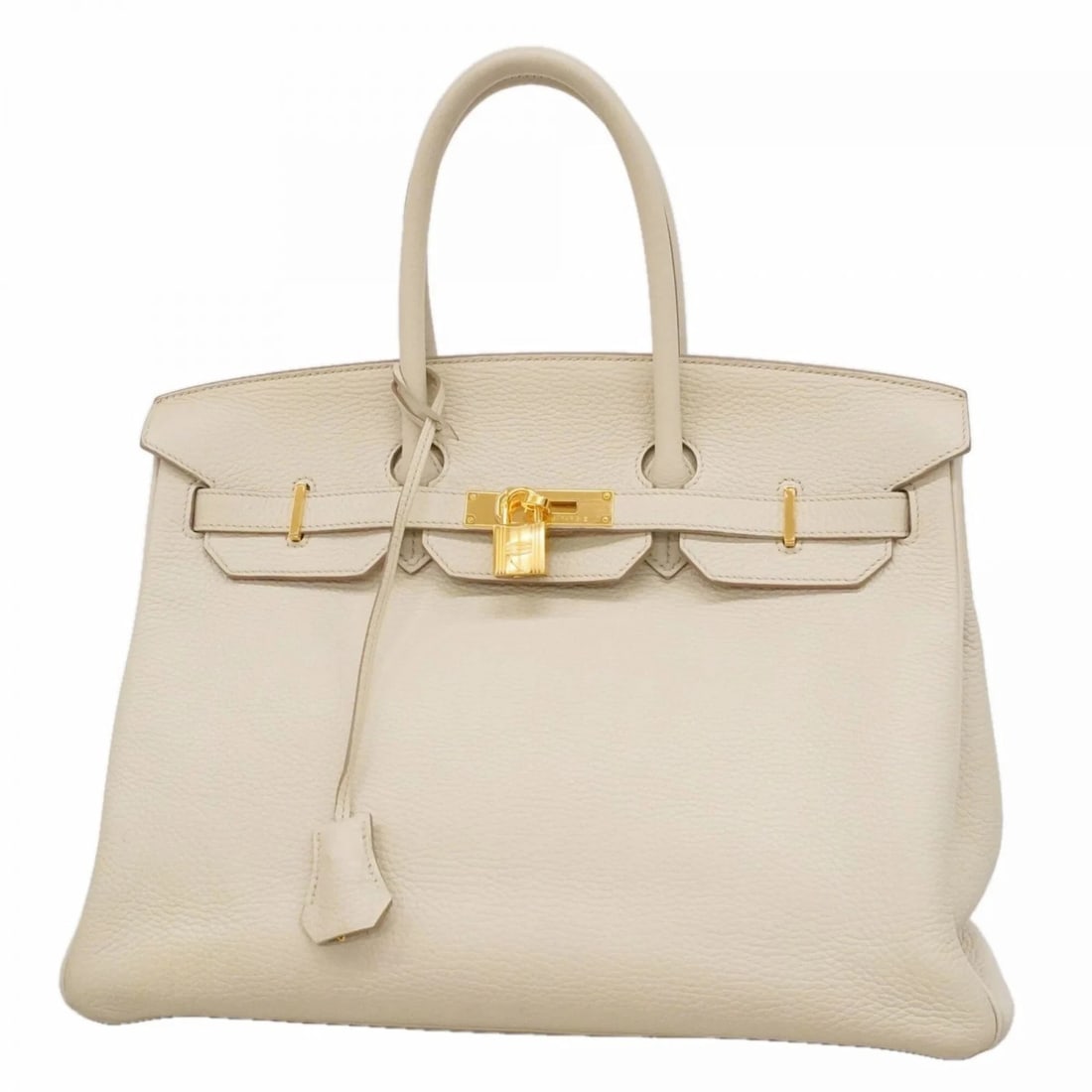HERMES BIRKIN 35 HANDBAG TAURILLON CLEMENCE LEATHER: Hermes Birkin 35 handbag, Taurillon Clemence leather Brand: Hermes Type/Style: Handbag Material: Taurillon clemence leather Color: Beige Size: (HxWxD) 28.5cm x 37cm x 19cm / 11.22'' x 14.56'' x 7.48''