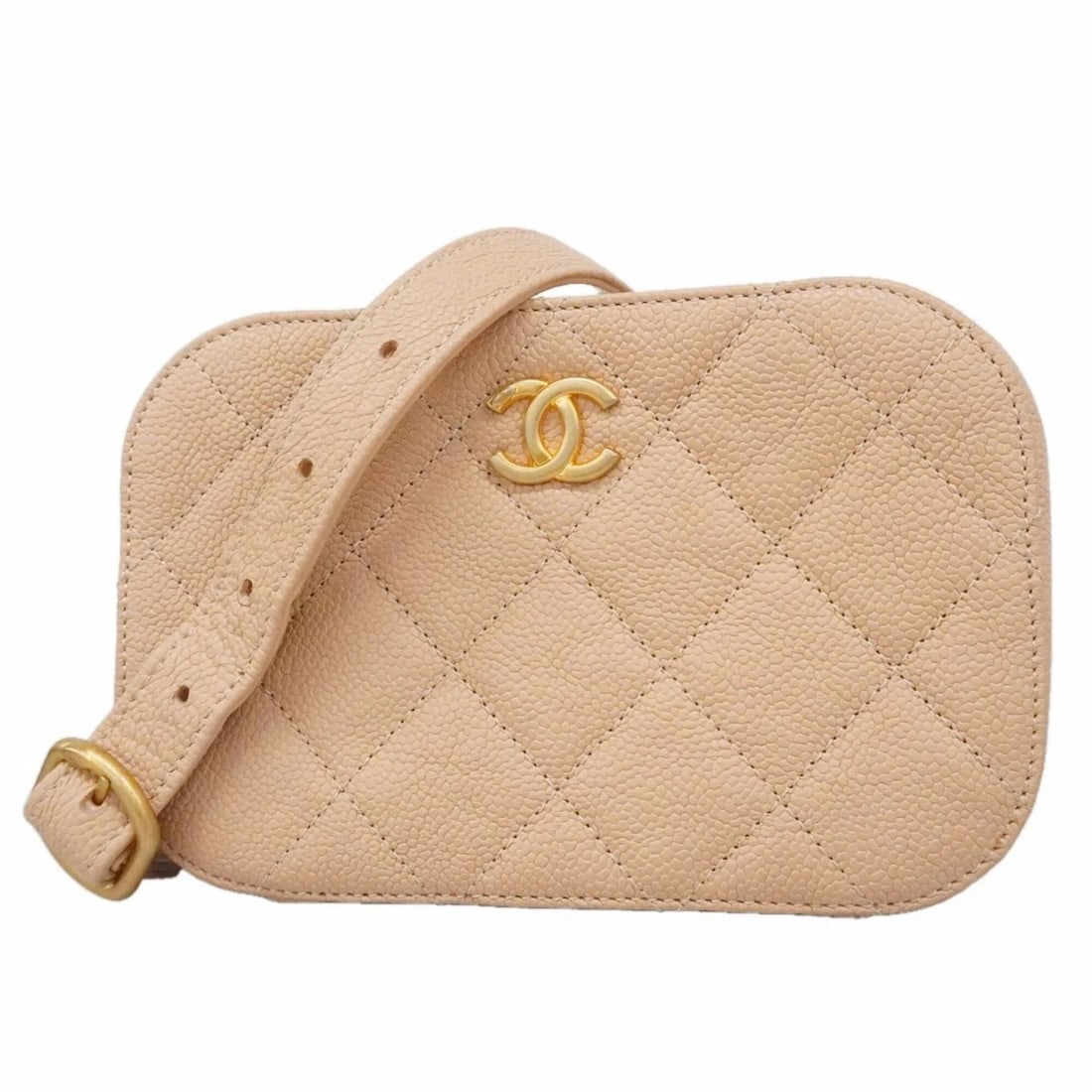 CHANEL MATELASSE CHAIN SHOULDER BAG CAVIARSKINLEATHER: Chanel Matelasse Chain Shoulder Bag, CaviarSkinLeather Brand: Chanel Type/Style: Shoulder bag Material: Grained Calfskin Color: Beige Size: (HxWxD) 11cm x 17cm x 5cm / 4.33'' x 6.69'' x 1.96''