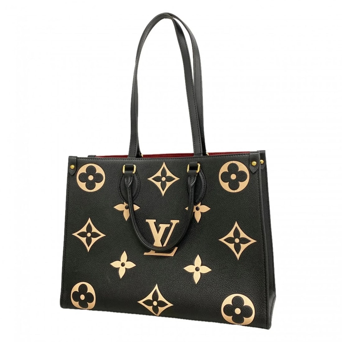LOUIS VUITTON MONOGRAM EMPREINTE BICOLOR TOTE BAG: Louis Vuitton Monogram Empreinte Bicolor Tote Bag Brand: Louis Vuitton Type/Style: Tote bag Material: None Color: Beige, Black Size: (HxWxD) 26cm x 34.5cm x 15cm / 10.23'' x 13.58'' x 5.9'' Access