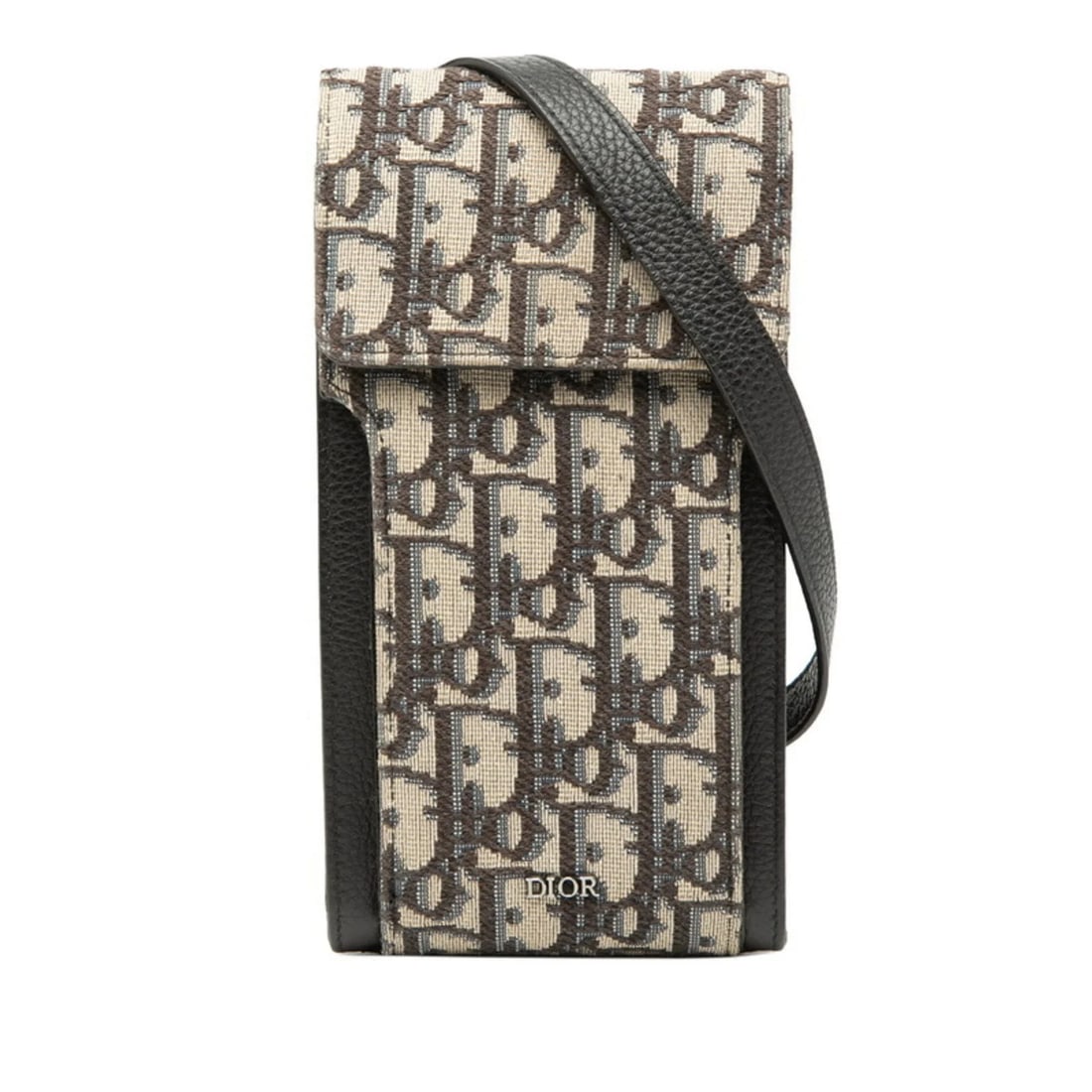 CHRISTIAN DIOR DIOR OBLIQUE SHOULDER BAG: Christian Dior Dior Oblique Shoulder Bag Brand: Christian Dior Type/Style: Pochette, Shoulder bag Material: Canvas , Leather Color: Beige, Navy black Size: (HxWxD) 20cm x 10cm x 1.5cm / 7.87'' x 3.93'