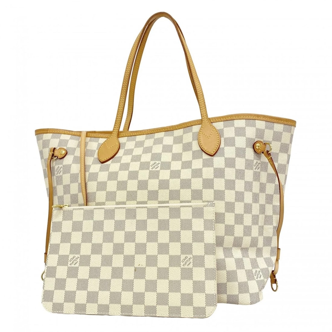 LOUIS VUITTON DAMIER AZUR NEVERFULL TOTE BAG: Louis Vuitton Damier Azur Neverfull Tote Bag Brand: Louis Vuitton Type/Style: Tote bag Material: None Color: White Size: (HxWxD) 29cm x 32cm x 16cm / 11.41'' x 12.59'' x 6.29'' Accessories: None <