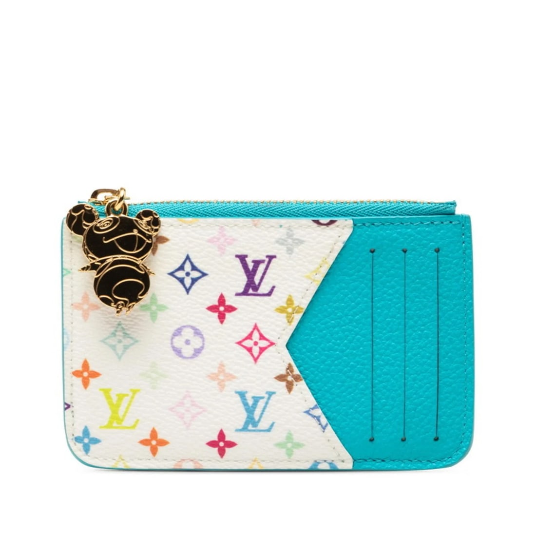 LOUIS VUITTON X TAKASHI MURAKAMI PORTE CARTES: Louis Vuitton x Takashi Murakami Porte Cartes Brand: Louis Vuitton Type/Style: Coin purse/coin case Material: PVC , Leather Color: Blue, Multi-color Size: (HxWxD) 7.5cm x 12cm x 7.00mm / 2.95'' x 4.72