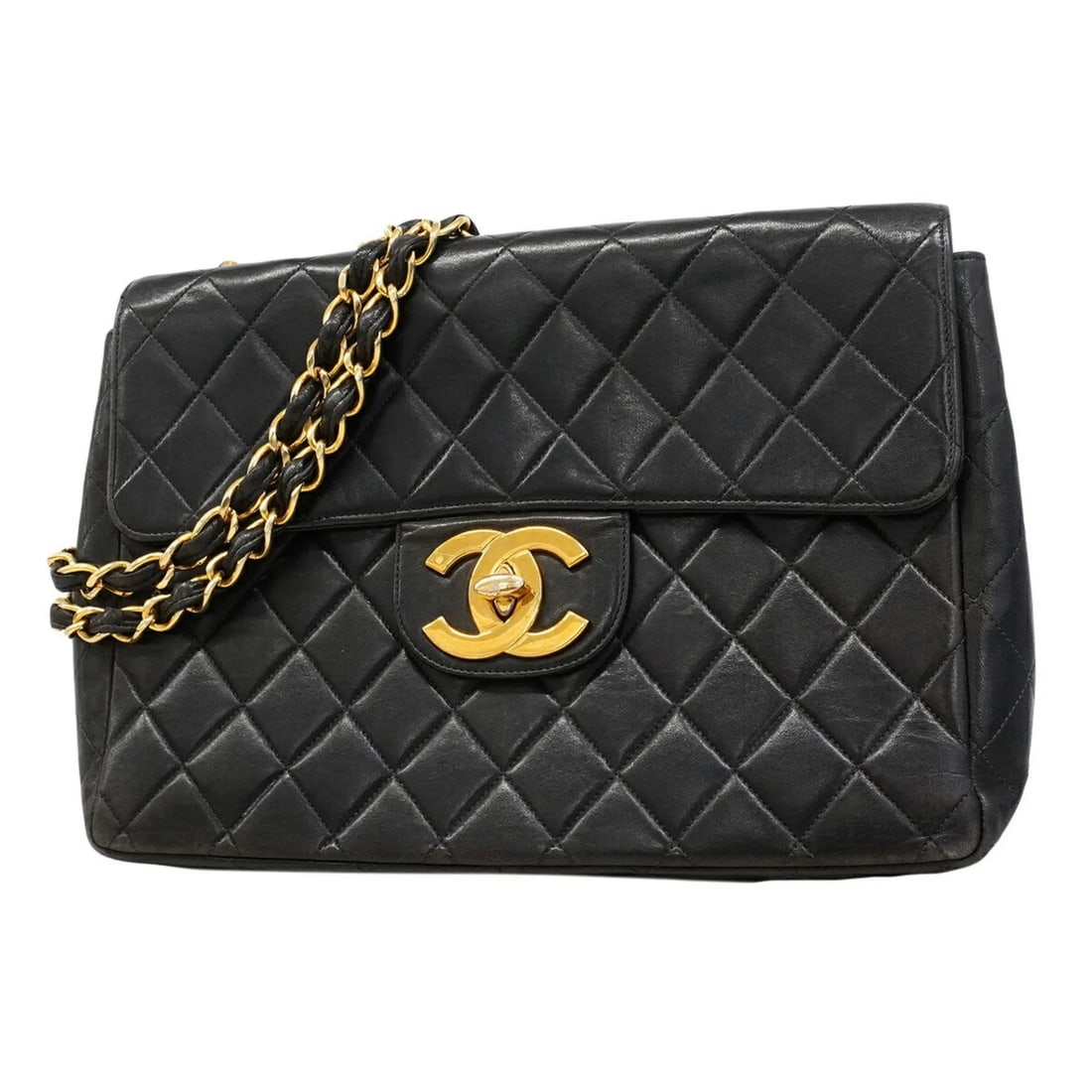CHANEL SHOULDER BAG LARGE MATELASSE DOUBLE CHAIN LAMBSKIN (1 of 4)