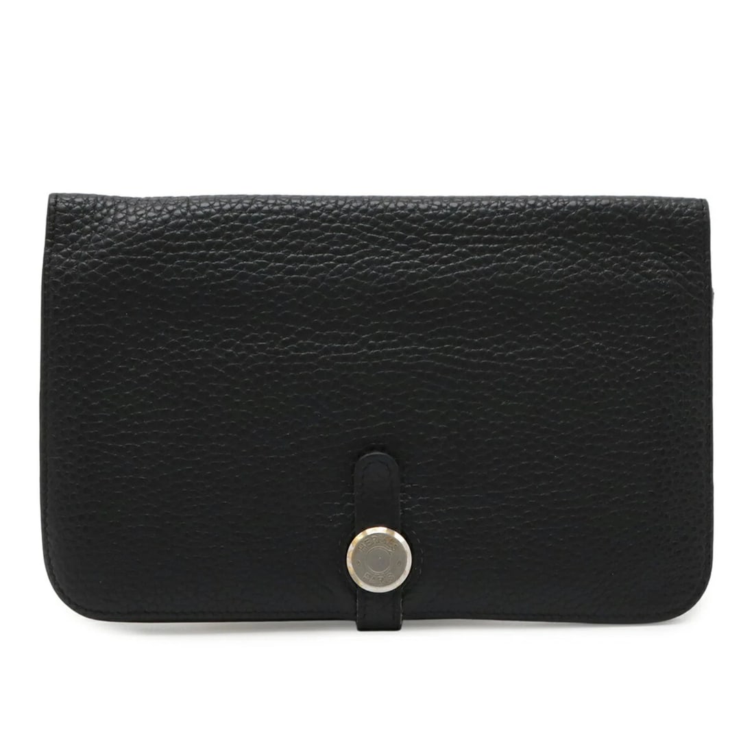 HERMES DOGON DUO GM BI-FOLD LONG WALLET: HERMES Dogon Duo GM Bi-fold Long Wallet Brand: Hermes Type/Style: Long wallet (bi-fold) Material: Taurillon clemence leather Color: Black Size: (HxWxD) 12.5cm x 19.5cm / 4.92'' x 7.67'' Accessorie