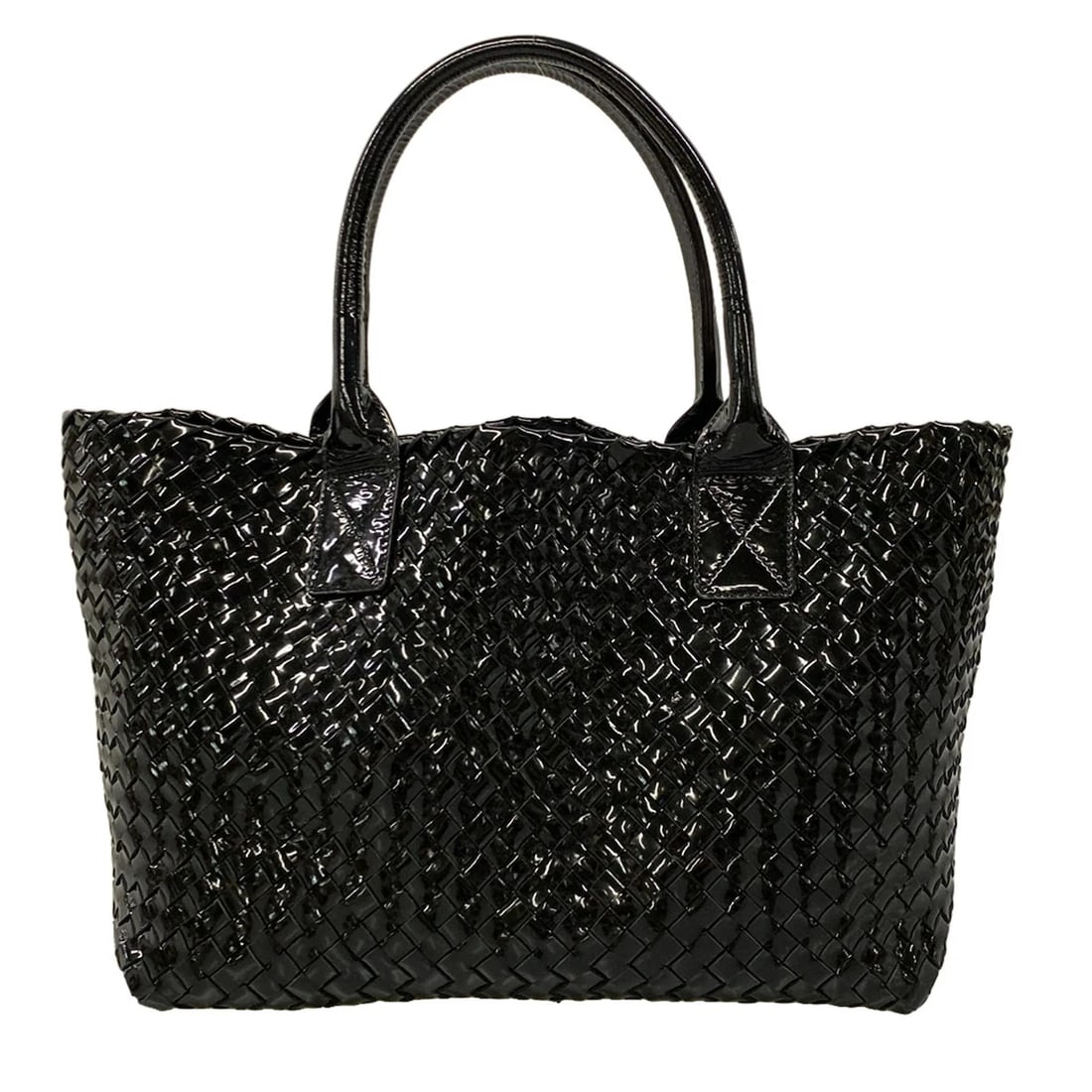 BOTTEGA VENETA CABA BLACK PATENT LEATHER TOTE BAG (1 of 6)