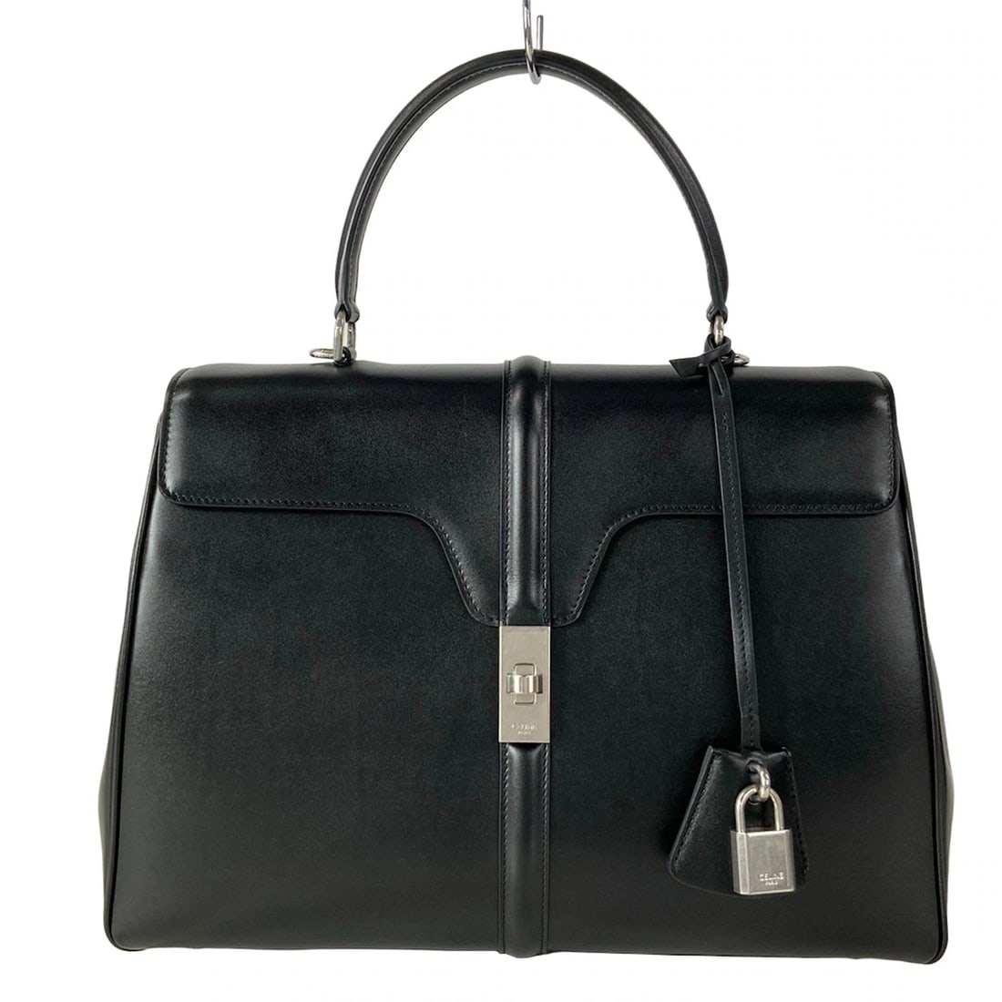 CELINE BAG BLACK CALF LEATHER: CELINE Bag Black Calf Leather Brand: CELINE Type/Style: Handbag Material: Exterior Material Calf Leather Color: Exterior Color Black Size: Height : 8.86 inch (22.5 cm) Width : 12.4 inch (31.5 cm) Dept