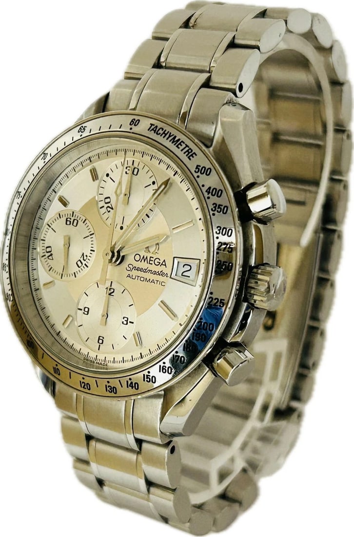 OMEGA SPEED MASTER DATE WRIST WATCH: OMEGA speed master date Wrist Watch Brand: OMEGA Type/Style: Wristwatch Material: Case material stainless steel Belt material stainless steel Color: Dial Color Dial color silver belt color silver