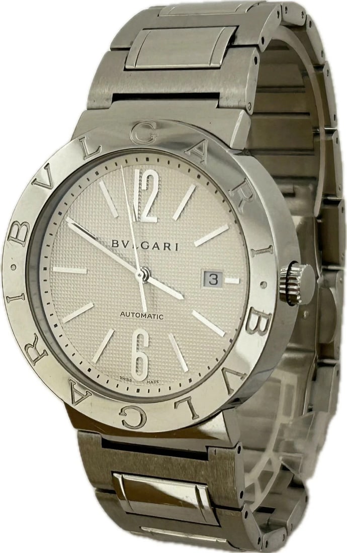 BVLGARI WRIST WATCH AUTOMATIC WATCH: Bvlgari Wrist watch Automatic Watch Brand: BVLGARI Type/Style: Wristwatch Material: Case material stainless steel Belt material stainless steel Color: Dial Color Dial color ivory, silver belt color