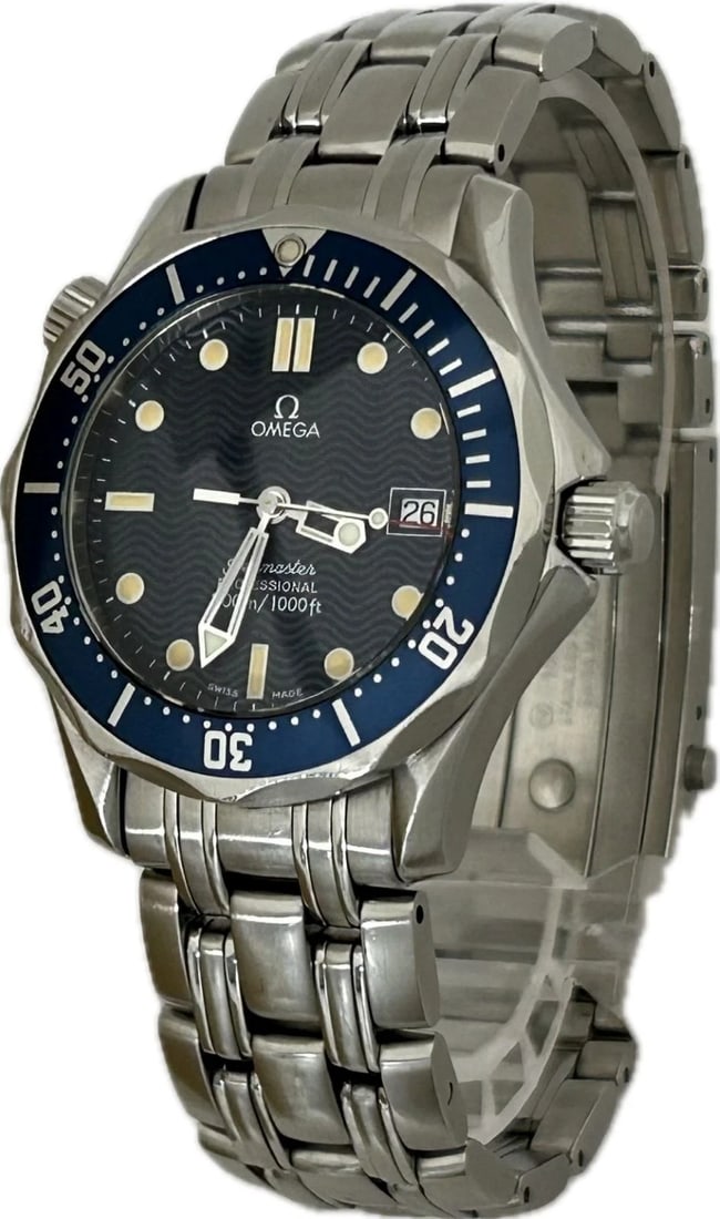 OMEGA SEAMASTER PROFESSIONAL WRIST WATCH: OMEGA seamaster professional Wrist Watch Brand: OMEGA Type/Style: Wristwatch Material: Case material stainless steel Belt material stainless steel Color: Dial Color blue Size: Case size (WH) approx.