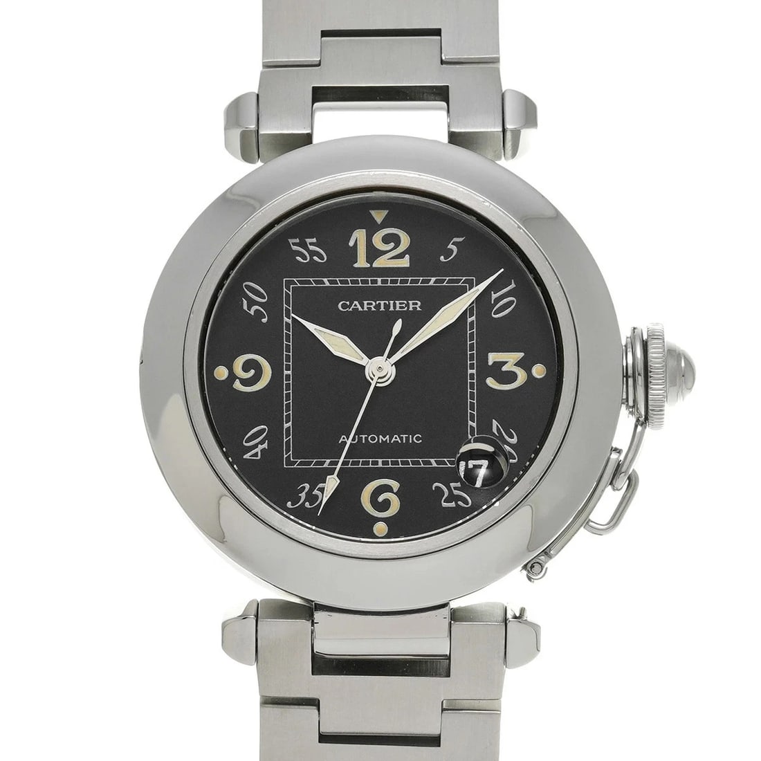 CARTIER PASHA C WRIST WATCH: Cartier Pasha C Wrist Watch Brand: Cartier Type/Style: Wristwatch Material: [Case] Stainless steel [Bezel] Stainless steel Color: Dial Color Black Size: Case length/approx. 35mm width/approx. 35mm
