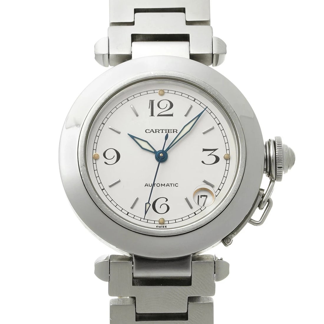CARTIER PASHA WRIST WATCH: Cartier Pasha Wrist Watch Brand: Cartier Type/Style: Wristwatch Material: [Case] Stainless steel [Bezel] Stainless steel Color: Dial Color White Size: Case length/approx. 35mm width/approx. 35mm