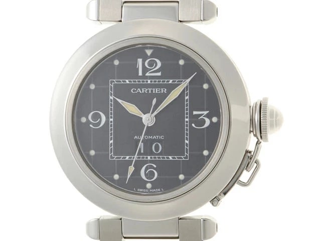 CARTIER PASHA C BIG DATE WRIST WATCH: Cartier Pasha C big date Wrist Watch Brand: Cartier Type/Style: Wristwatch Material: Stainless steel/Sapphire crystal Color: Dial Color color black Size: case: approx. 35mm Arm circumference: approx.