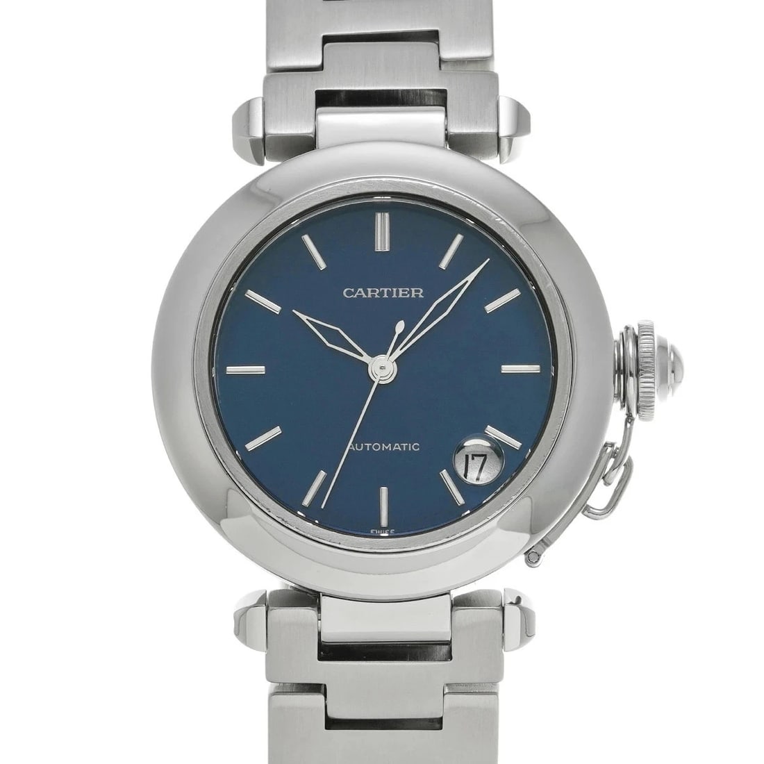 CARTIER PASHA BLUE WRIST WATCH: Cartier Pasha blue Wrist Watch Brand: Cartier Type/Style: Wristwatch Material: [Case] Stainless steel [Bezel] Stainless steel Color: Dial Color Blue Size: Case length/approx. 35mm width/approx. 35mm T