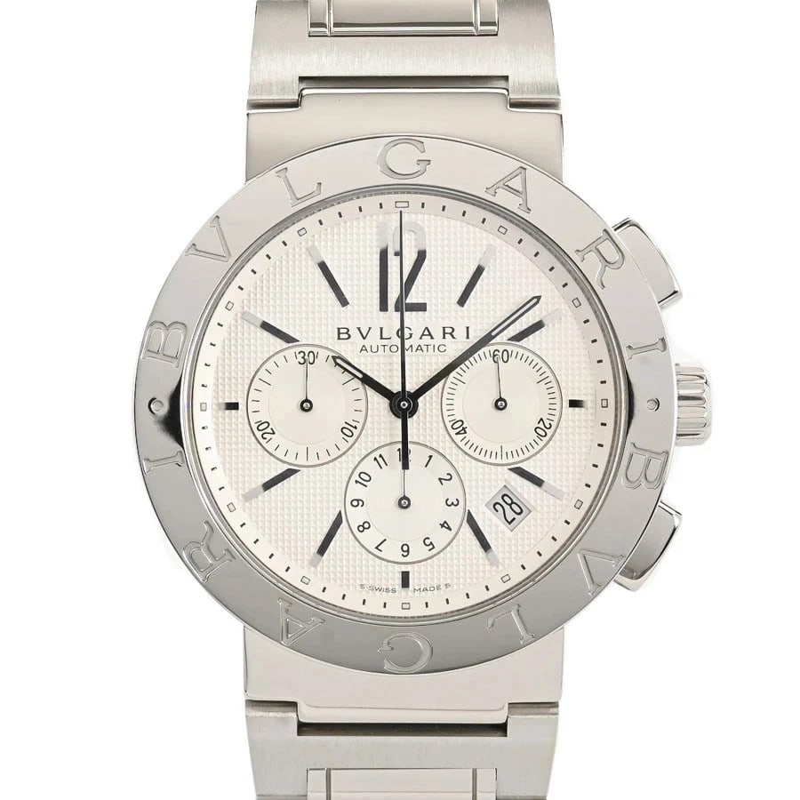 BVLGARI CHRONOGRAPH WRIST WATCH: BVLGARI chronograph Wrist Watch Brand: BVLGARI Type/Style: Wristwatch Material: stainless steel/bracelet Color: Dial Color color silver Size: Case: Approximately 41mm (actual size) Accessories: No