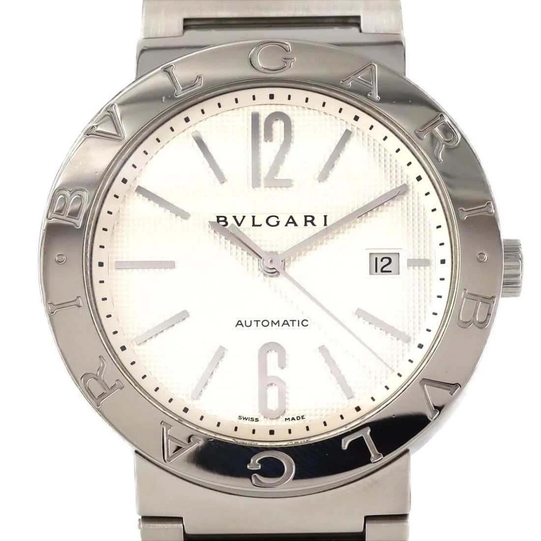 BVLGARIBVLGARI AUTOMATIC WINDING WATCH WHITE WATCH: BVLGARIBVLGARI Automatic Winding watch White Watch Brand: BVLGARI Type/Style: Wristwatch Material: Case: Stainless Steel Color: Dial Color White Size: Case diameter: 42mm Maximum arm circumference: 18