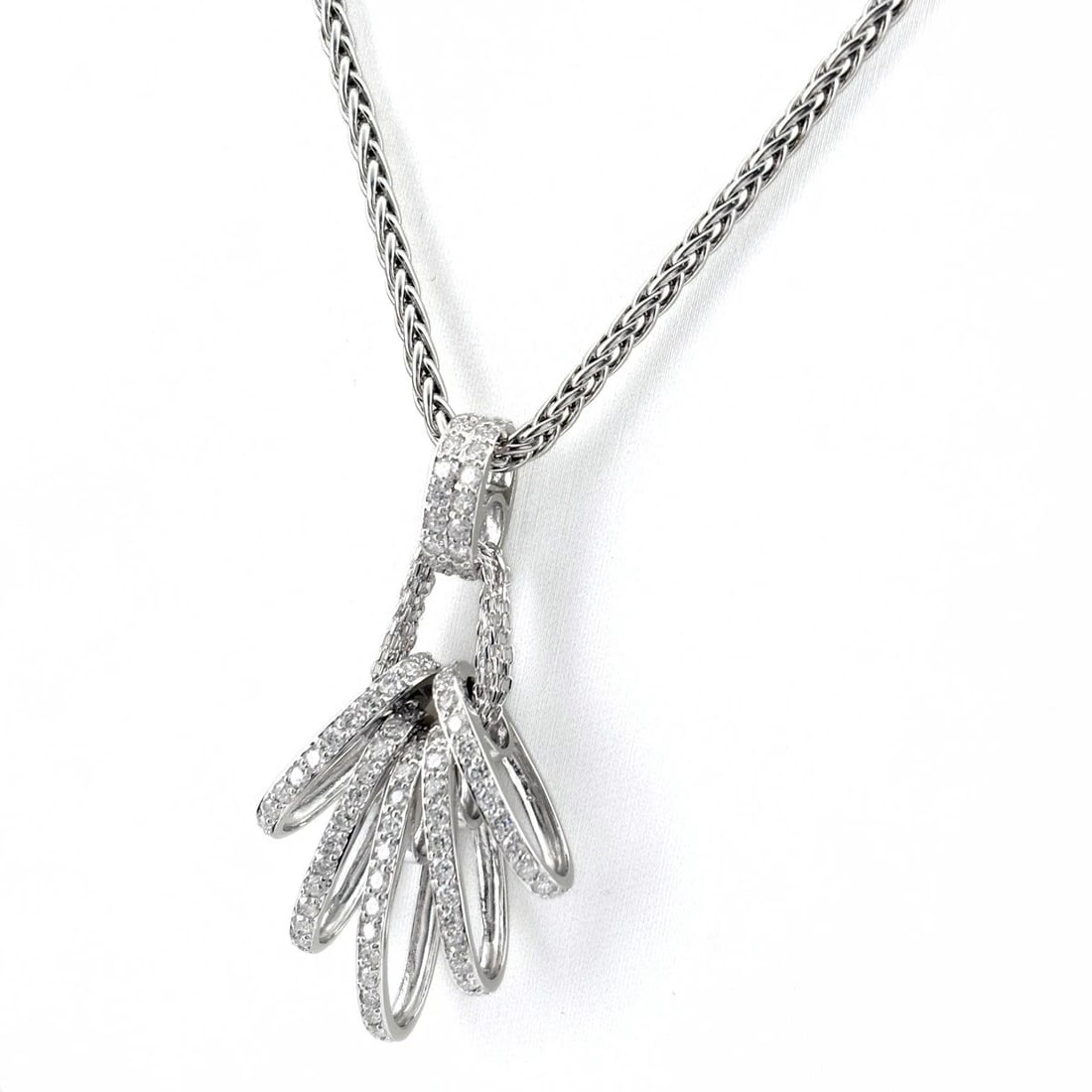 MELEE DIAMOND NECKLACE WHITEGOLD PLATINUM PENDANT DIAMOND (1 of 6)